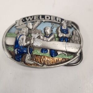 1986 Great American Buckle Co. A Welder Weldin Pipe Line Enamel Belt Buckle 1803